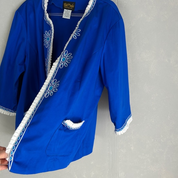 Bob Mackie blazer jacket plus size 3X open front embroidered blue wearable art - Picture 4 of 10